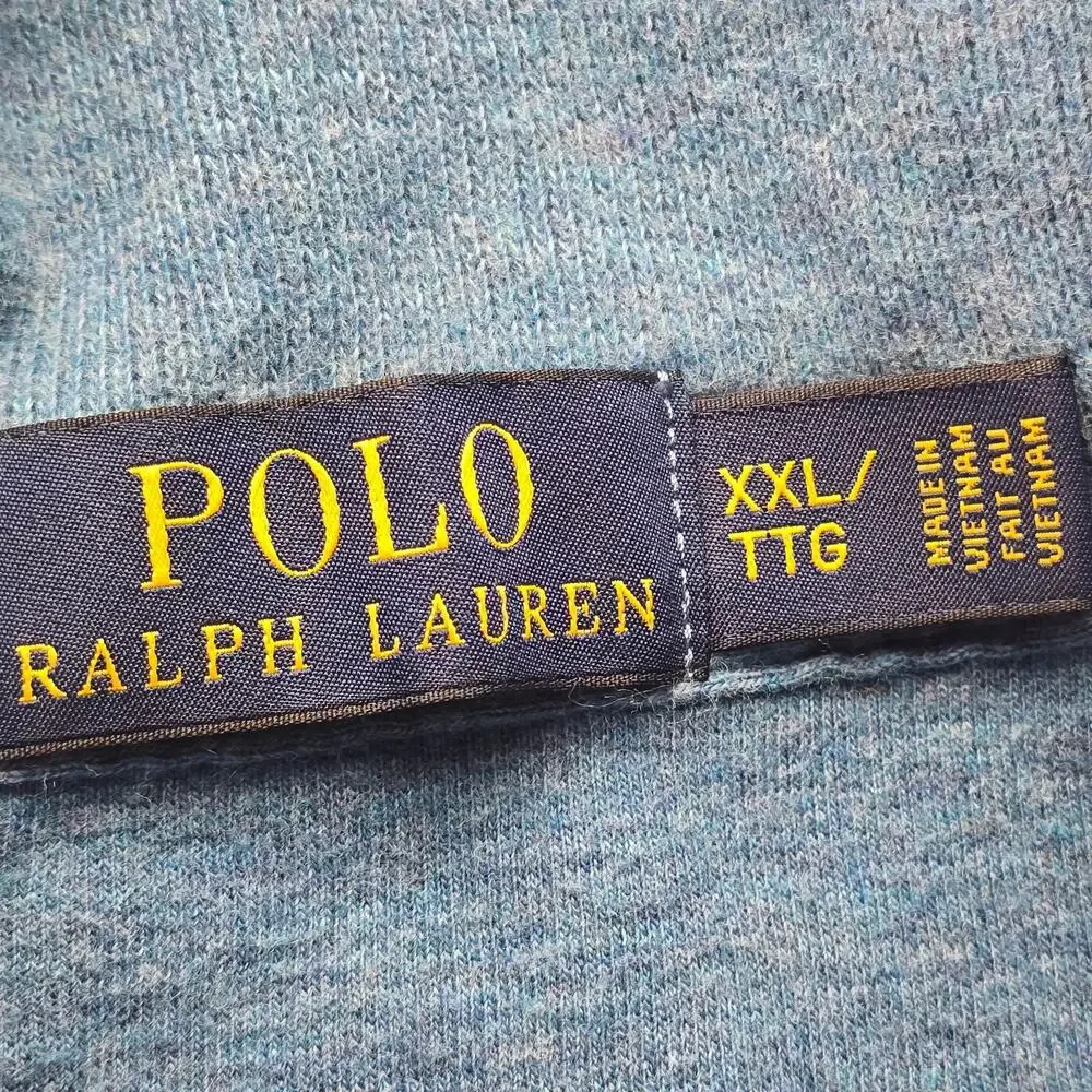 Polo Ralph Lauren 1/4 Zip Pullover Sweater Mens XXL 2XL Blue Pony Cotton Knit